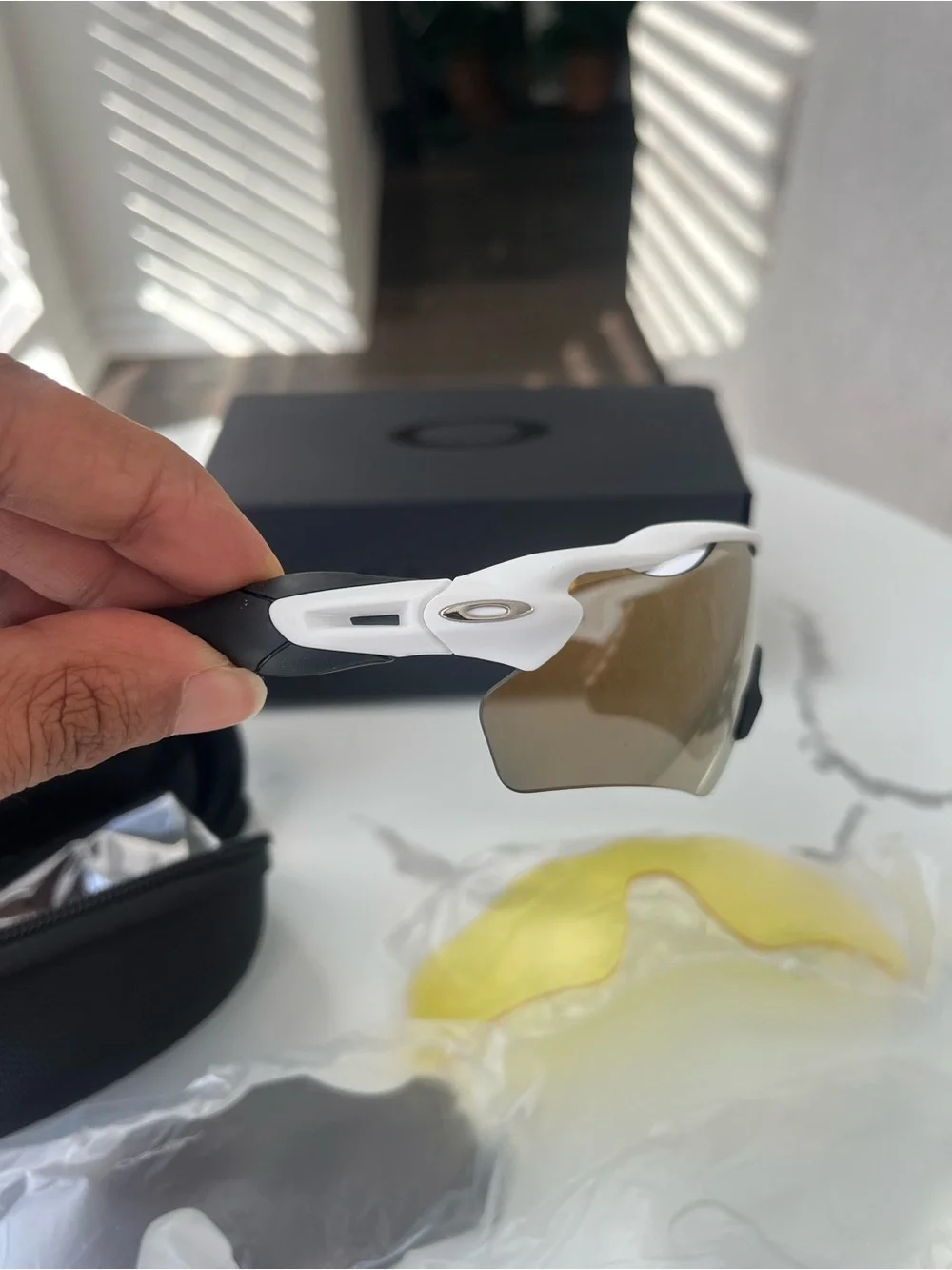 Oakley White Frame Sunglasses with Gold/Bronze Mirrored Lens